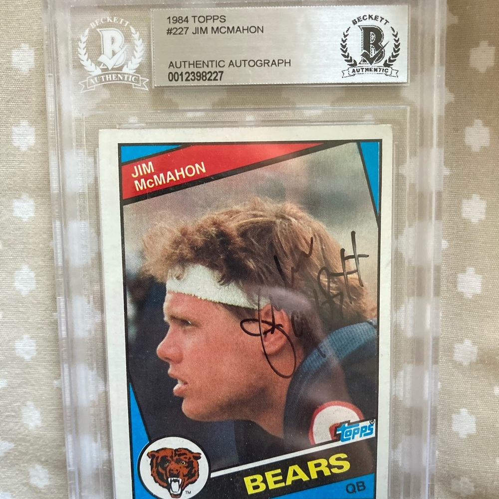 Jim McMahon Signed Baseball Card (Chicago Bears)